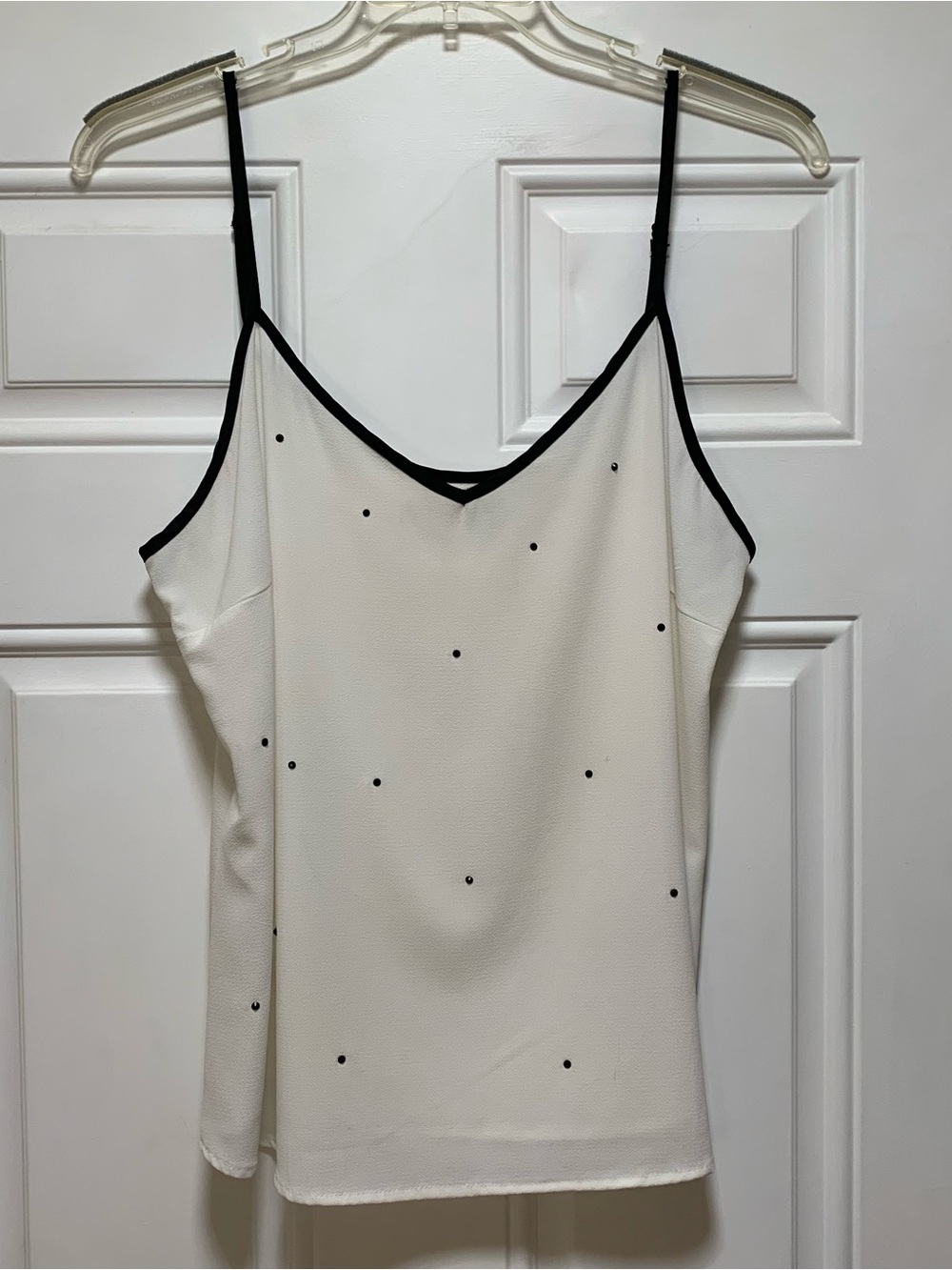 Cream Cami with Black Trim and Gem Accents